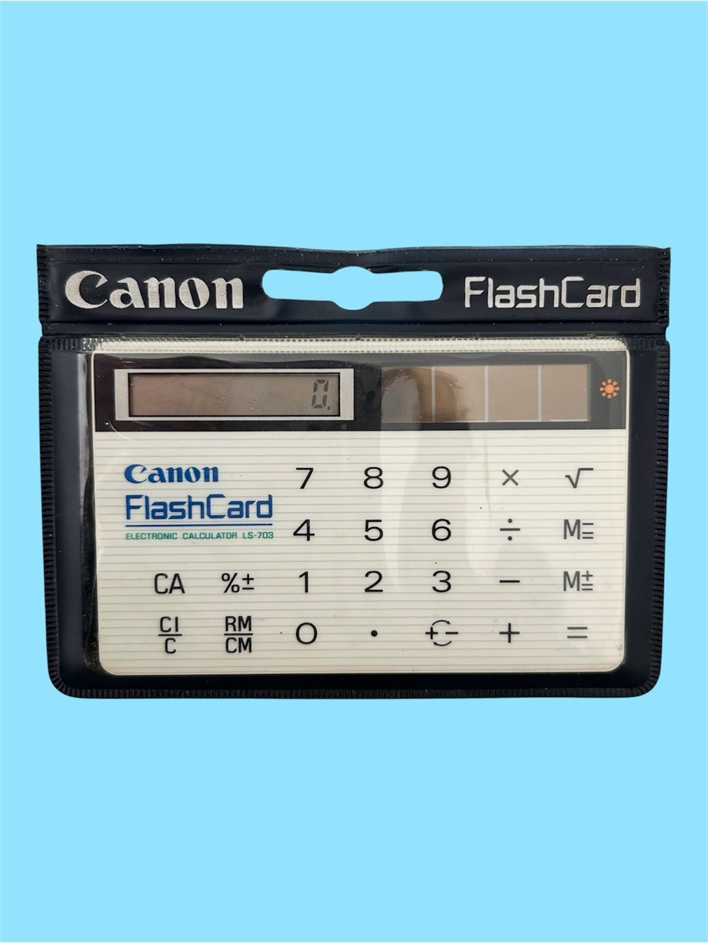 Vintage 80s Canon Flashcard Electric Solar Landscape Calculator LS-703 Rare
